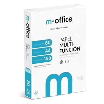 Abbildung von A4 Papier, 80 g, Packung mit 150 Blatt, Multifunktionspapier für Inkjet und Laserdrucker, Blätter, 210 x 297 mm, ideal Büro Zuhause · m office (150 Blatt)