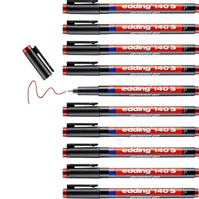 Abbildung von edding 140 S Permanenter Folienschreiber braun 10 Stifte Rundspitze 0,3 mm Stift zum Schreiben auf Glas, Kunststoff, Folien und glatten Oberflächen schnelltrocknend, wisch wasserfest