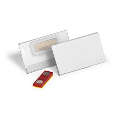 Abbildung von Durable Namensschild 40x75 mm mit Magnet verdrehsicher, Packung à 25 Stück, transparent, 824319
