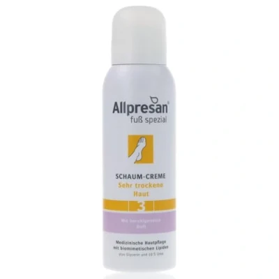 Abbildung von Allpresan Fuß spezial Nr.3 Schaum Creme mit beruhigendem Duft Fußcreme für sehr trockene Haut Zur täglichen Fußpflege trockener Füße 125 ml