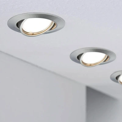Abbildung von Paulmann 93399 Einbauleuchte Base rund schwenkbar max. 10x10W Einbaustrahler ohne Leuchtmittel Eisen gebürstet Einbaulampe Metall Deckenspot GU10