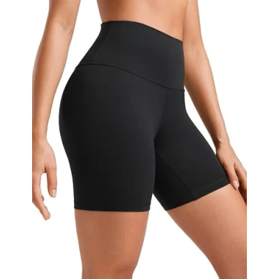 Abbildung von CRZ Yoga Womens Kurze Sporthose Laufshorts Sommer Radlerhose High Waist Fitness Shorts ButterLuxe 15cm Schwarz 40