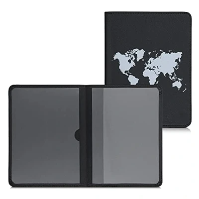 Abbildung von kwmobile Fahrzeugschein Hülle mit Kartenfächern Kunstleder Tasche italienische Zulassungsbescheinigung Travel Umriss Weiß Schwarz