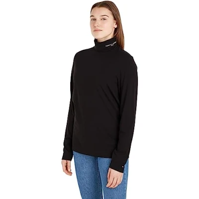Abbildung von Tommy Hilfiger LOGO ROLL NECK Langarmshirt, Herren, Größe: Medium, Black