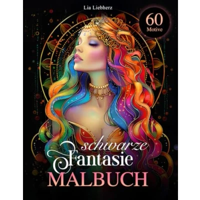 Abbildung von Schwarze Fantasie Malbuch für Erwachsene: 60 detailreiche und magische Motive auf schwarzem Hintergrund