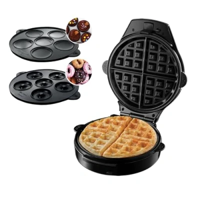 Abbildung von Russell Hobbs Multifunktionsgerät Rund 3 in 1 [Waffeleisen, Mini Cupcake, Donut Maker) Fiesta Rot (spülmaschinengeeignete &amp; antihaftbeschichtete Platten, 900W) 24620 56