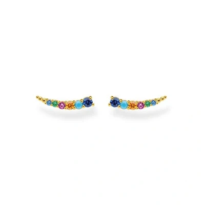 Abbildung von Thomas Sabo Damen Ohrringe Ear climber farbige Steine gold, 925 Sterlingsilber