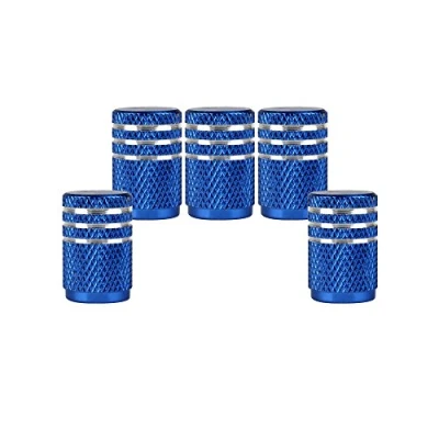 Abbildung von SENZEAL 5 x Silber um Motorrad Ventil Kappen Aluminium Reifen Blau