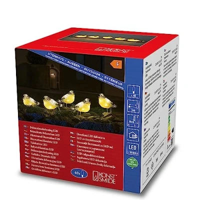Abbildung von Konstsmide LED Acryl Vögel, 5er Set, klar, 24V, Aussen (IP44), 40 warm weiße Dioden, weißes Kabel 6291 103