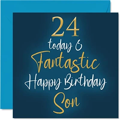 Abbildung von Fantastische Geburtstagskarte zum 24. Geburtstag für den Sohn 24 Today Fantastic Karte von Mama oder Papa Geburtstagsgeschenke 145 mm Geburtstagsgrußkarten Geschenk
