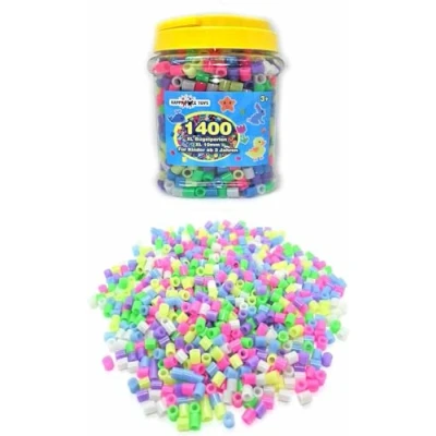 Abbildung von Dose mit 1500 Maxi XL 10mm Bügelperlen Leuchtperlen (Glow in the Dark) Große Perlen für Kinder ab 3 Jahren. (Kompatibel Hama Stiftplatten.)