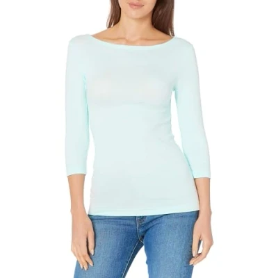 Abbildung von Amazon Essentials Damen T Shirt mit Bateau Ausschnitt und 3/4 Ärmeln in schmaler Passform, Aquablau, XS