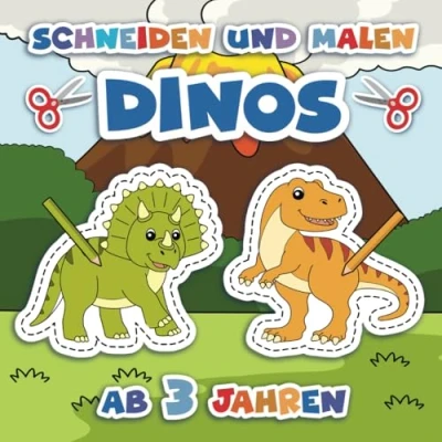 Abbildung von Ausschneiden für Kinder ab 3: 30 Dinosaurier zum und Anmalen (Ausschneiden Ausmalen 3 Jahre)