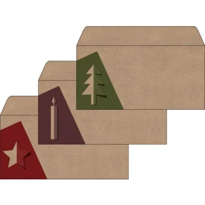 Abbildung von SIGEL DU258 Briefumschläge Weihnachten, gummiert, DIN lang, Kraftpapier, 25 Stück, &quot;Cut out style&quot;, aus nachhaltigem Papier