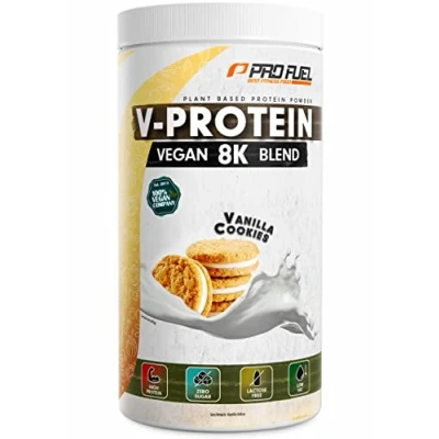 Abbildung von Vegan Protein VANILLE V 8K Blend unglaublich lecker &amp; cremig mit aus Sonnenblume, Reis, Erbse, Hanf, Kürbis uvm. pflanzliches Proteinpulver 80% Eiweiß
