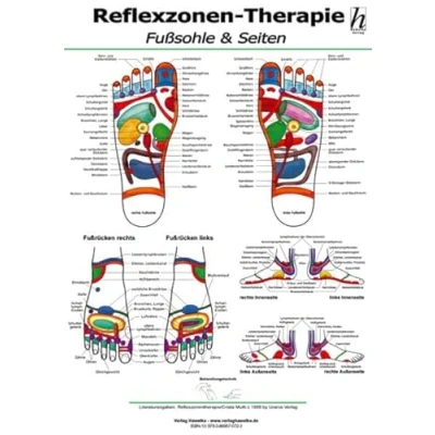Abbildung von Reflexzonen Therapie Poster Fußsohle &amp; Seiten DIN A2