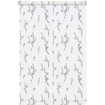Abbildung von GARDINIA Rollo ohne Bohren, Zum Klemmen, Blickdicht, Sichtschutz, Blendschutz, Tageslicht für Fenster, Digiprint Weidenkätzchen, Weiß/Dekor, 110 x 150 cm