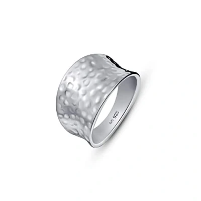 Abbildung von Amberta Damen Gehämmerter Ring aus 925 Sterling Silber: Innen Umfang Größe 58.9 mm