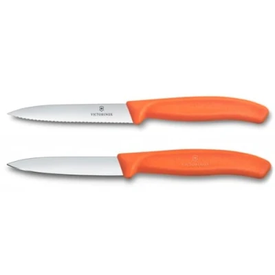Abbildung von Victorinox Swiss Classic, Tomaten und Gemüsemesser Set, 2teilig, Extra Scharfe Klinge, Kunststoffgriff, Rostfreier Stahl, Made, Orange