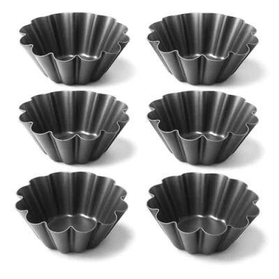 Abbildung von Space Home Torteletts Mini Tarteform Förmchen für Pudding, Muffins, Cupcakes Edelstahl Set mit 6 Stück Ø 10 cm Schwarz