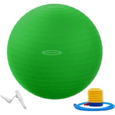 Abbildung von BalanceFrom Anti Platz und Rutschfester Gymnastikball Yoga Ball Fitnessball Geburtsball mit Schnellpumpe, 0,9 kg Kapazität (38 45 cm, S, Grün)