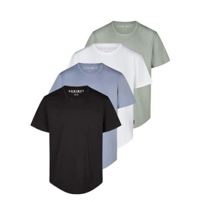 Abbildung von DENIMFY Tshirt Herren lang geschnitten Set 100% Baumwolle Regular Fit DFPaco 4er Pack Basic Rundhals Kurzarm Sommer Tee Shirt, Größe:XL, Farbe:Pack 4