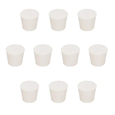 Abbildung von stonylab Vollgummi Stopper, 10 Stück 6# 25mm x 34mm 28mm Weiß Keilförmig Labor Dichtung Gummistopper