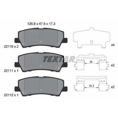 Abbildung von TEXTAR 2211003 Bremsbelagsatz mit akustischer Verschleißwarnung Zubehör FORD USA: Mustang Mk6 Coupe, Convertible