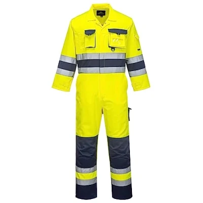 Abbildung von Portwest TX55 Herren Nantes Hi Vis Reflektierende Overall Arbeitsoveralls Sicherheitsklasse 3 Gelb/Navy, L