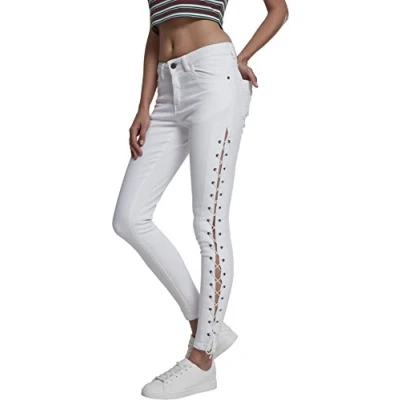 Abbildung von Urban Classics LACE UP Pants Jeans Skinny Fit, Damen, Größe: 29, White