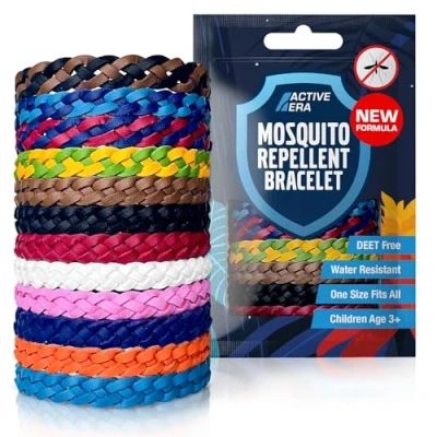 Abbildung von Active Era Mückenschutz Armband (12 Stk), Mückenabwehr Outdoor, Camping Mückenarmband für Kinder &amp; Erwachsene Natürlicher Anti Mücken Schutz, Wasserfest, 10 Tage 100% DEET frei Bunt