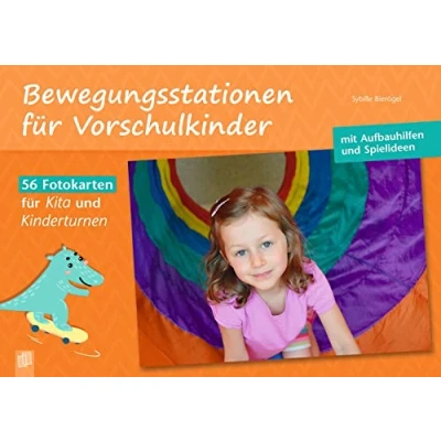 Abbildung von Bewegungsstationen für Vorschulkinder: 56 Fotokarten Kita und Kinderturnen mit Aufbauhilfen Spielideen