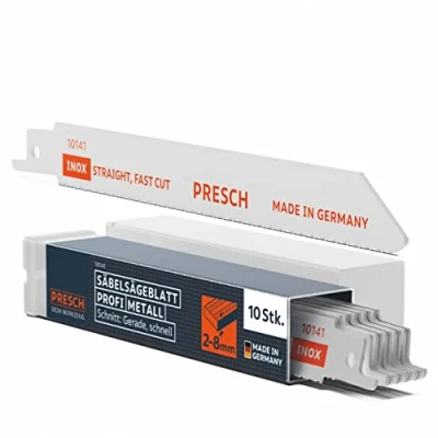Abbildung von Presch Säbelsägeblätter Metall und Edelstahl 10 Stk. (2 8mm) 8% Cobalt Sägeblätter für rostfreie Stähle Universalschaft Reciprosäge Set inkl. Box