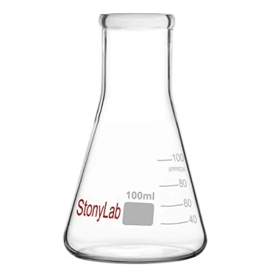 Abbildung von StonyLab 1er Pack 100ml Erlenmeyerkolben aus Glas, Schwere Wand und Schmalem Mund, Labor Kolben Erlenmeyer Flask mit Robustem Rand (100 ml, Passend für 5# Gummistopfen)