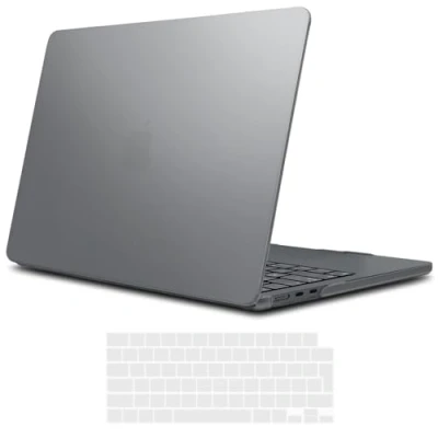 Abbildung von iNeseon Hülle Kompatibel mit 2022 2024 MacBook Air 13,6 M3 M2 A3113 A2681, Kunststoff Slim Schutzhülle Hartschale Case + Tastaturschutz für 13.6, Grau