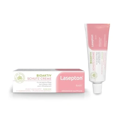 Abbildung von Lasepton Baby Bioaktiv Schutz Creme, 80 ml: Schutzcreme für Pflege und trockener Hautstellen im Windelbereich, Creme mit Dexpanthenol, gegen Rötungen Juckreiz