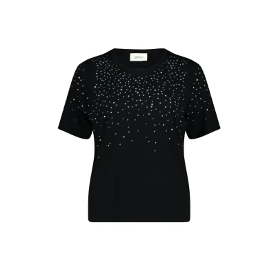 Abbildung von Cartoon Rundhalsausschnitt Tshirt print, Damen, Größe: 36, Patch black silver