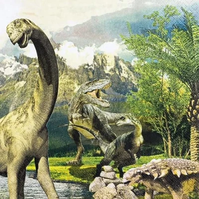 Abbildung von 20 Servietten Pr?historische Dinosaurier Dinos T Rex Junge Kinder Kindergeburtstag Tischdeko Decoupage Serviettentechnik 33x33cm