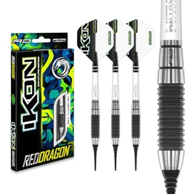 Abbildung von RED DRAGON Ikon 1.2 20 Gramm Professionelles Wolfram Softip Dart Set mit Flights und Schäften
