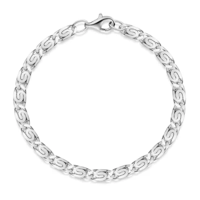 Abbildung von MATERIA S Panzerkette Herren Armband Silber 925 Männer Armkette 5mm rhodiniert diamantiert Herrenschmuck in Box SA 126 19cm
