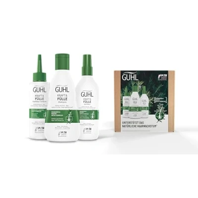 Abbildung von Guhl Kraft &amp; Fülle Vorteils Set Inhalt: Shampoo, 250ml + Kopfhaut Tonikum, 125ml Sprühkur, 150ml Für dünner werdendes, zu Haarausfall neigendes Haar