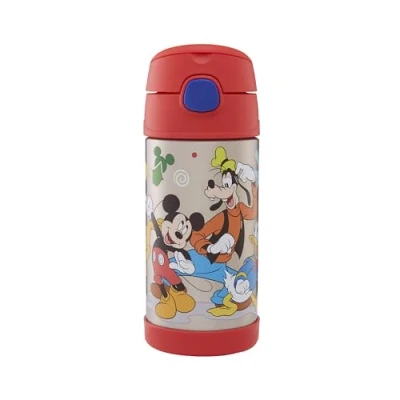 Abbildung von Thermos kids FUNTAINER STRAW BOTTLE Disney 0,35 l, Minnie, Thermoflasche Kinder aus Edelstahl mit Trinkhalm, 12 h kalt, spülmaschinenfest, dicht ohne Kohlensäure, Flasche für Kita, Schule