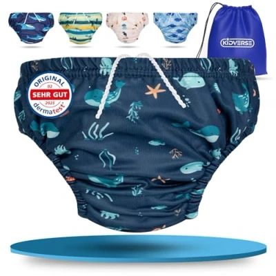 Abbildung von KIDVERSE Schwimmwindel Baby Badehose ab 1 bis 2 Jahre Hautfreundliche Schwimmwindeln wiederverwendbar &amp; saugstark Badewindel Schwimmhose inklusive Tragetasche