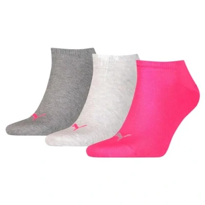 Abbildung von Puma Unisex Sneaker Plain 3p Socken, Middle Grey Melange / Pink, 35 38 EU