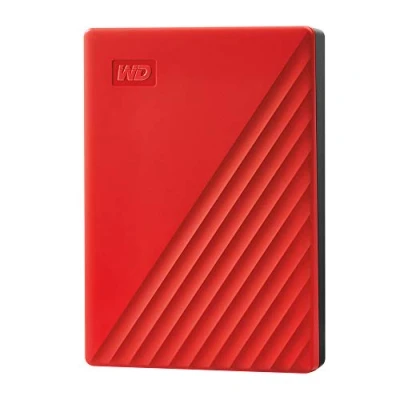Abbildung von WD My Passport externe Festplatte 4 TB (mobiler Speicher, schlankes Design, herunterladbare Software, automatische Backups, Passwortschutz) Rot auch kompatibel mit PC, Xbox und PS4