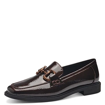Abbildung von MARCO TOZZI Damen Loafer ohne Absatz Lack Business Slippers, Braun (Mocca Patent), 41