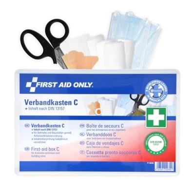 Abbildung von First Aid Only Verbandkasten C DIN 13157 Erste Hilfe Koffer für Betriebe, Kfz und Haushalte gefüllt nach 13157:2021 Erfüllt Arbeitsstättenrichtlinien P 10018