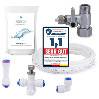 Abbildung von smardy ZO014 10m Wasserzulaufleitung Universal Anschluss Set für Kühlschrank Side by Side, Kühlschrankschlauch 6,35mm(1/4&quot;)