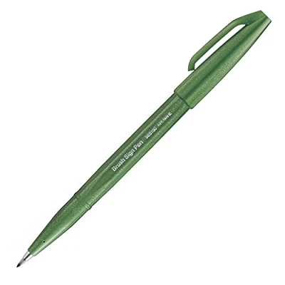 Abbildung von Pentel SES15C D2X Brush Sign Pen olivgrün, Faserschreiber, pinselähnliche Spitze, 1 Stück
