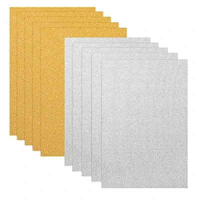 Abbildung von ULTNICE 10pcs Glitter Cardstock Papier Schein A4 Karte für Diy Material Handwerk Scrapbook (Gold + Silber)